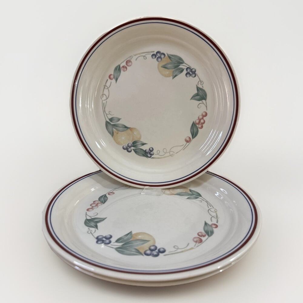 4 Vintage Corelle Abundance Luncheon Plate 8.5" Fruit Design Corning USA